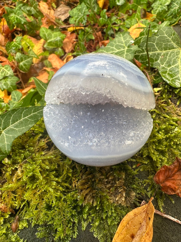 Blue Lace Agate Druzy Sphere