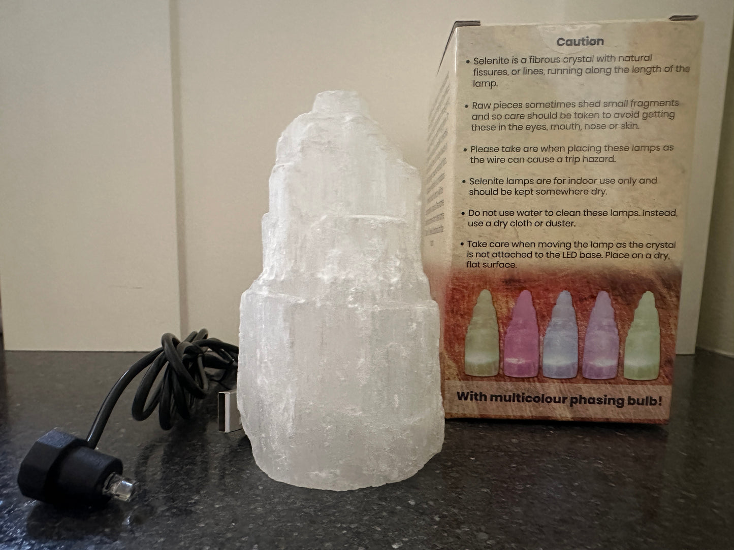 Selenite Skyscraper LED Lamp With Multicolour Phasing Bulb