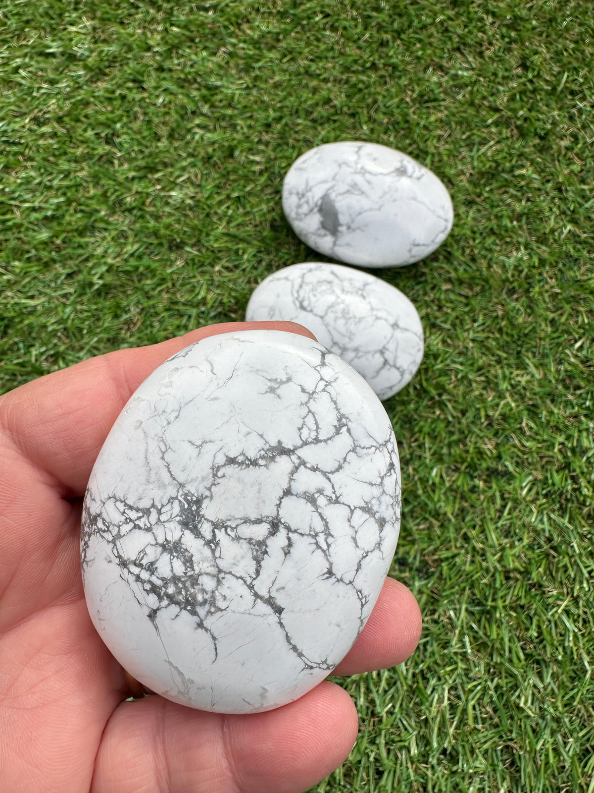Howlite White Palm Stones