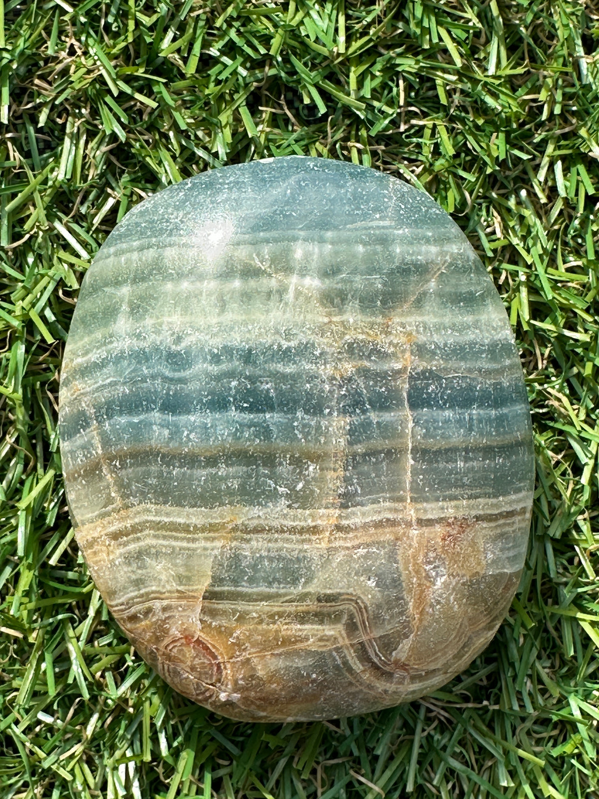 Calcite Lemurian Aquatine Blue Palm Stones