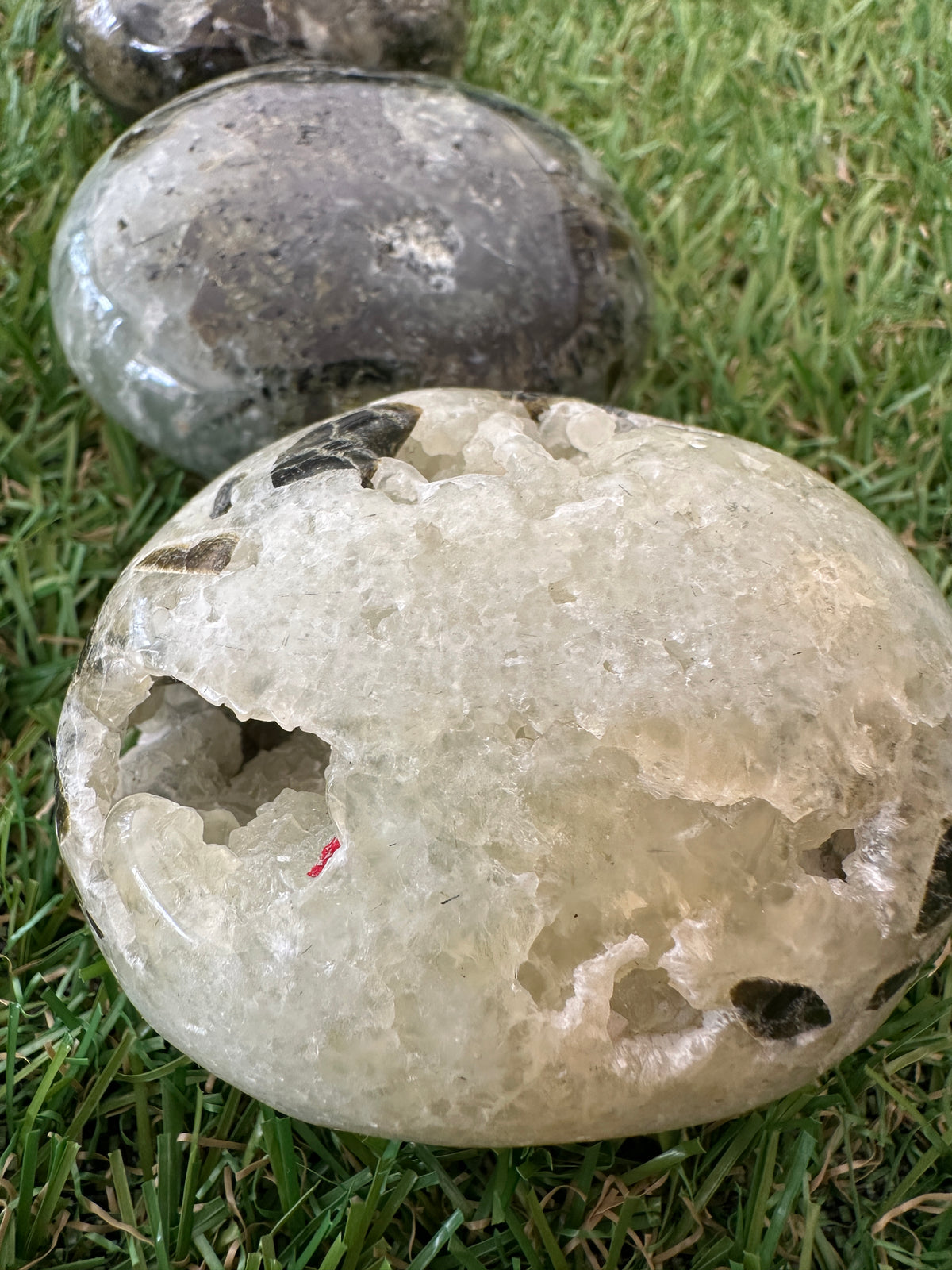 Prehnite And Epidote Palm Stones