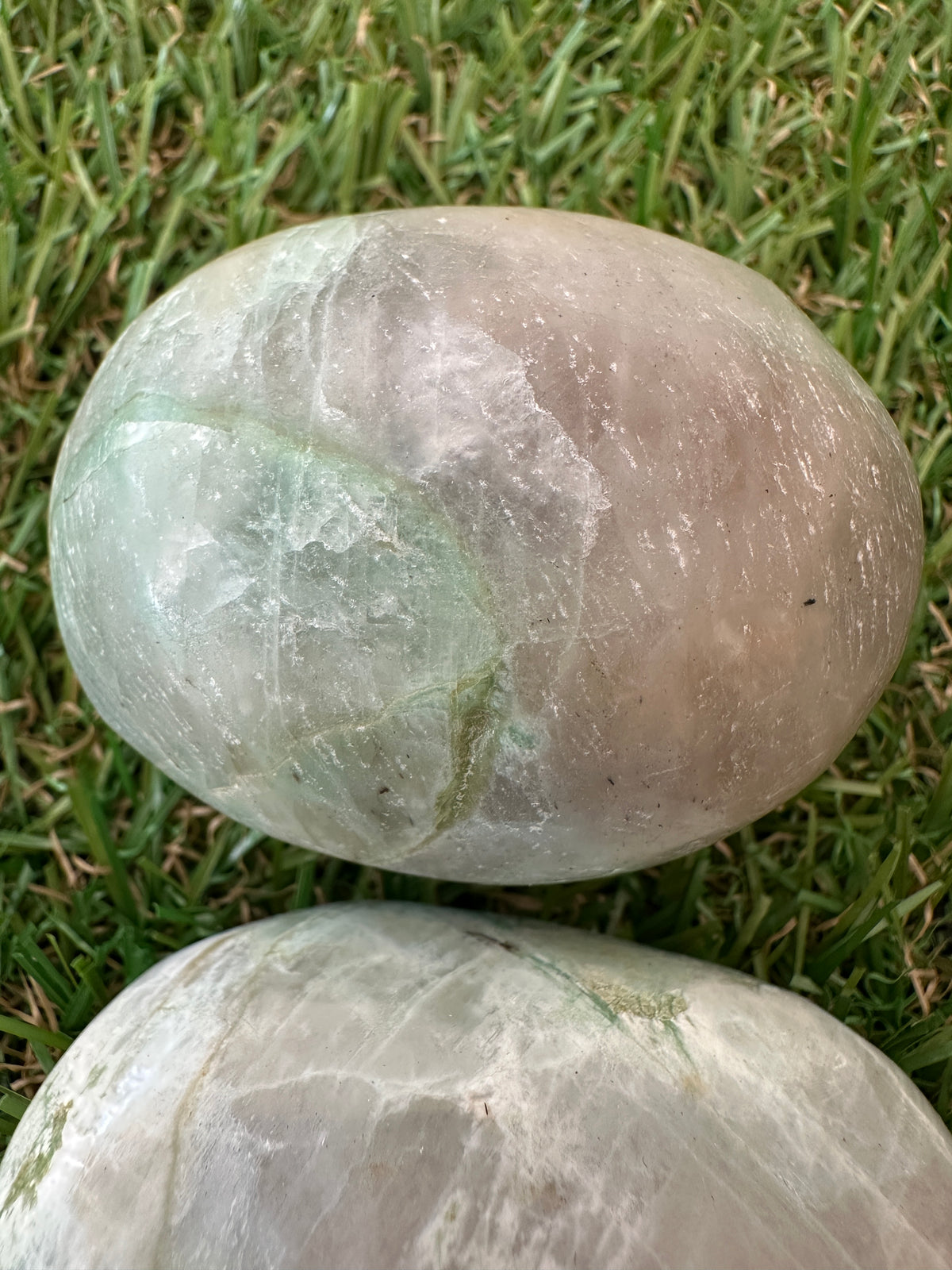 Moonstone Green With Granierite Palm Stones