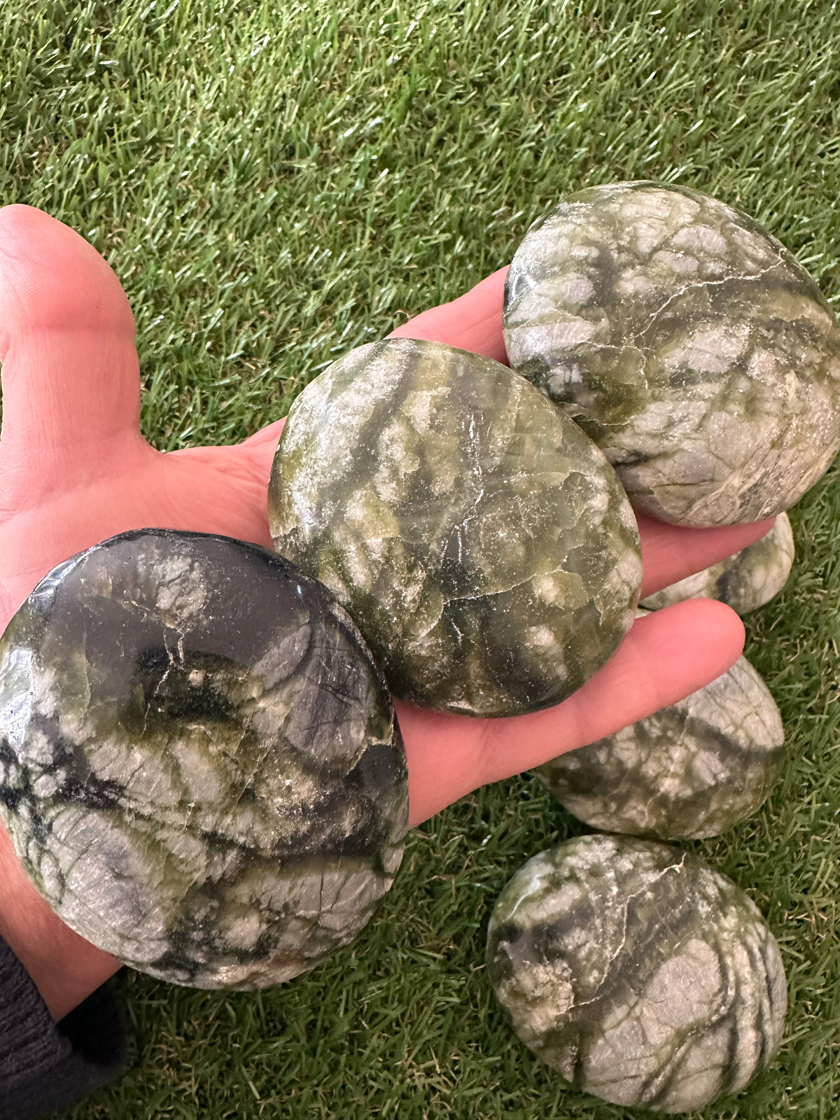 Jade Green Palm Stones