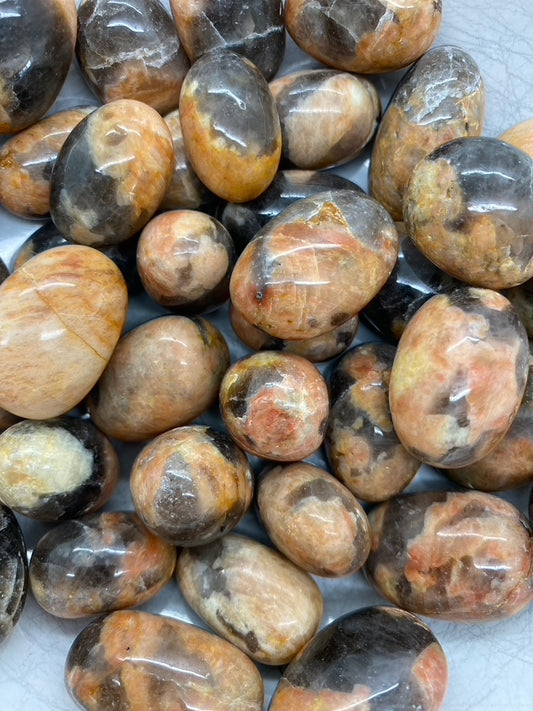 Moonstone Peach With Smoky Quartz Tumble Stones