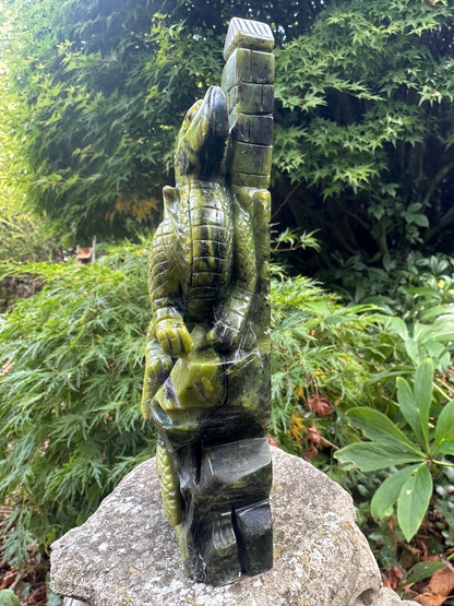 Atlantisite Mystical Handcarved Dragon - Serpentine And Stitchtite RARE