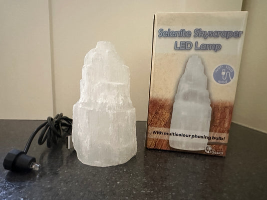 Selenite Skyscraper LED Lamp With Multicolour Phasing Bulb