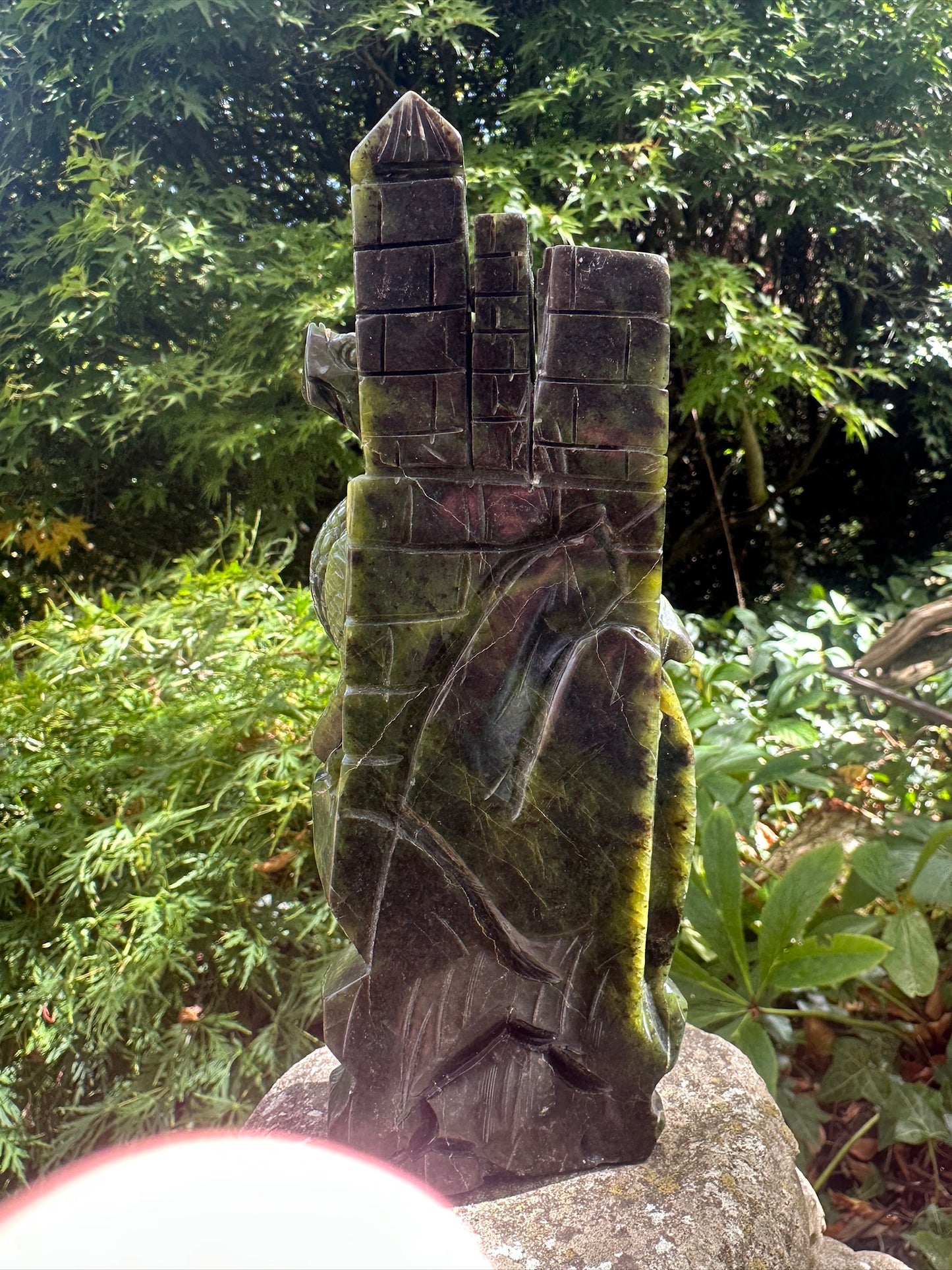 Atlantisite Mystical Handcarved Dragon - Serpentine And Stitchtite RARE