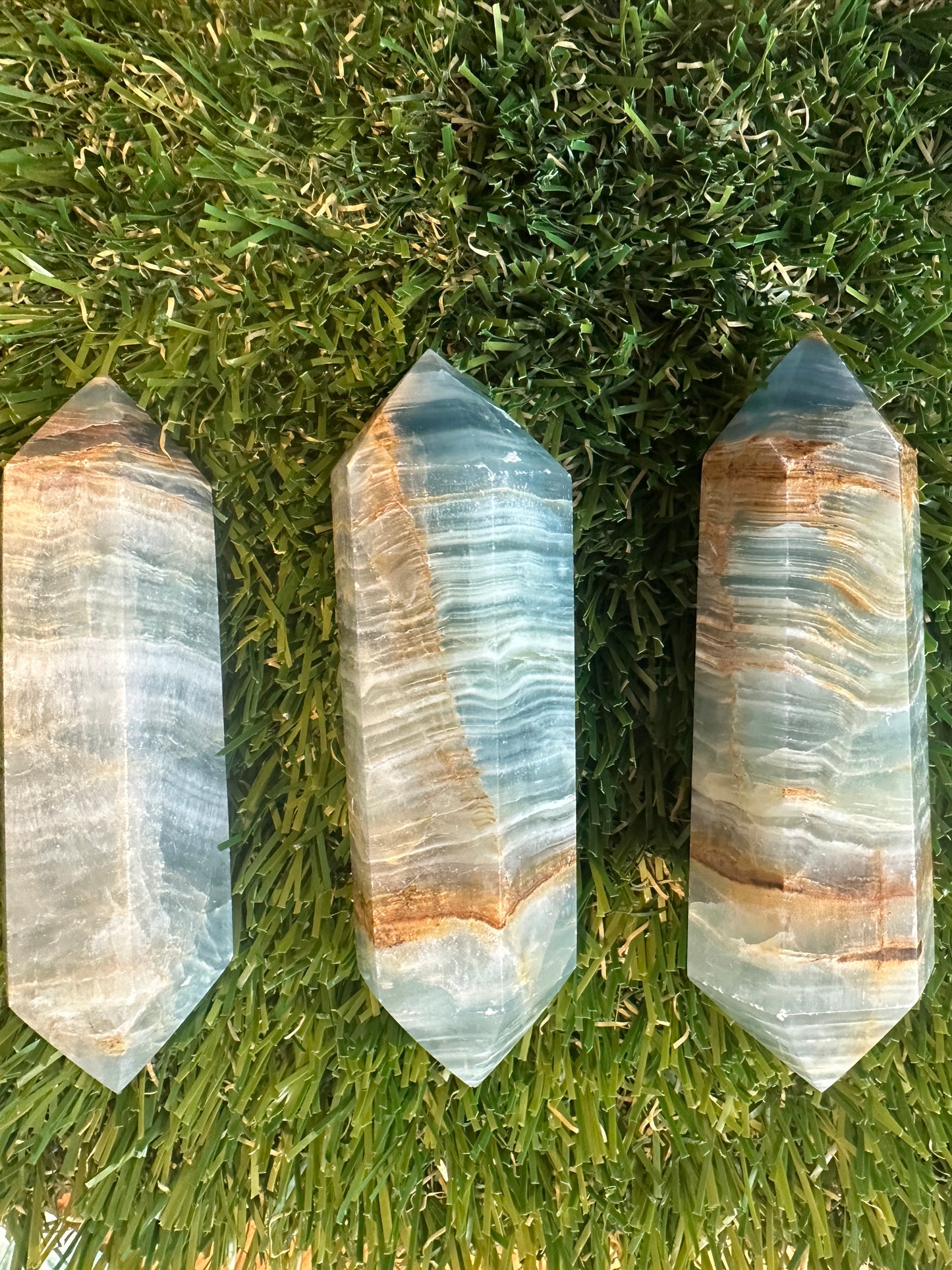 Lemurian Aquatine Calcite Blue Double Terminated Points