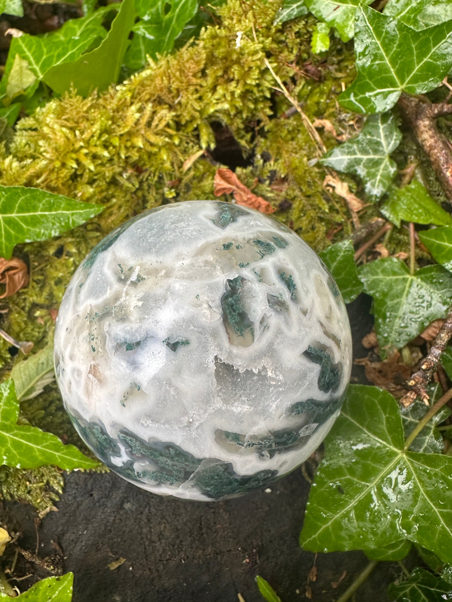 Moss Agate Sphere – 7 cms