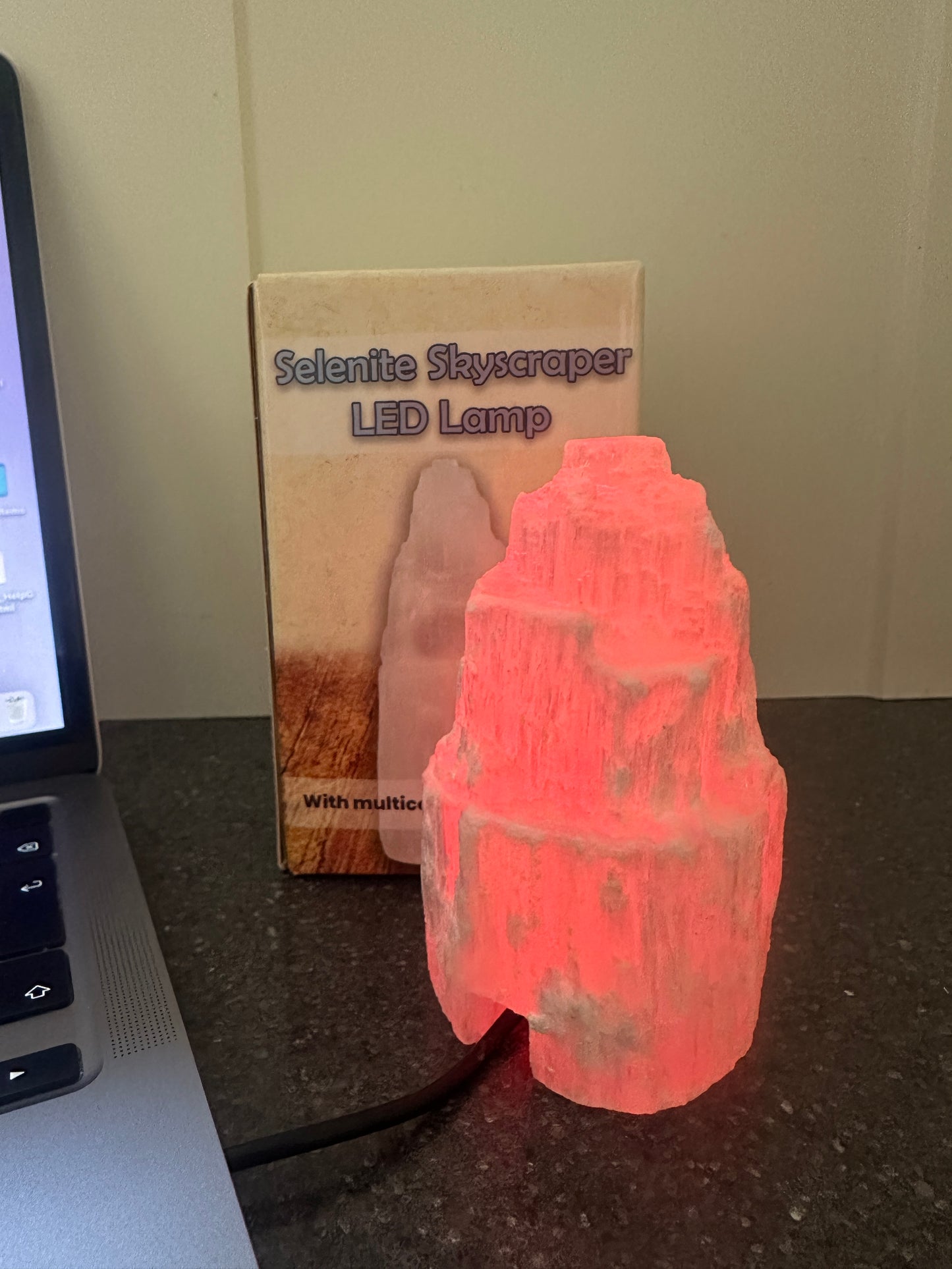 Selenite Skyscraper LED Lamp With Multicolour Phasing Bulb