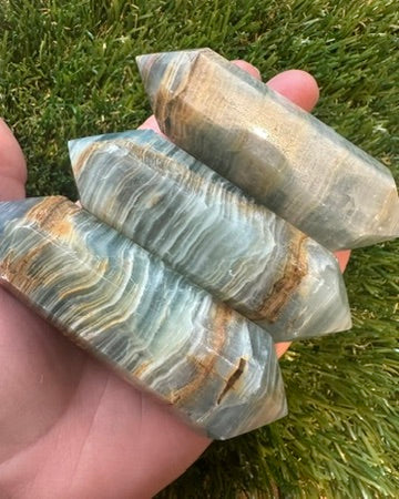 Lemurian Aquatine Calcite Blue Double Terminated Points