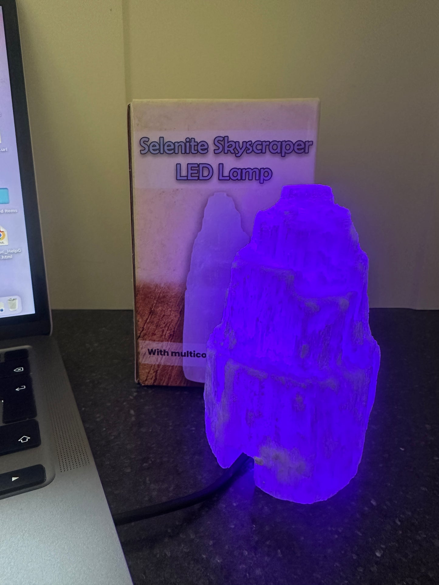 Selenite Skyscraper LED Lamp With Multicolour Phasing Bulb