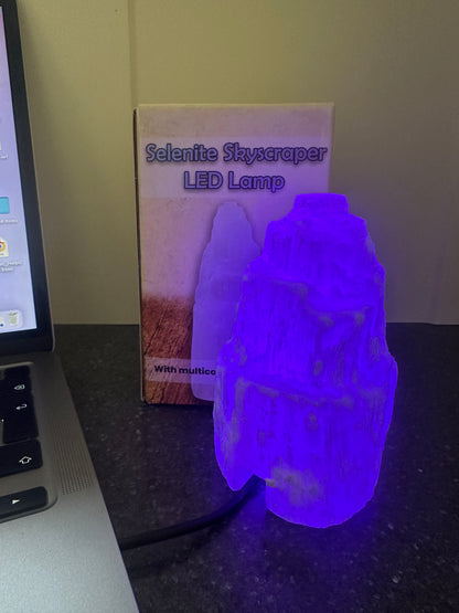Selenite Skyscraper LED Lamp With Multicolour Phasing Bulb