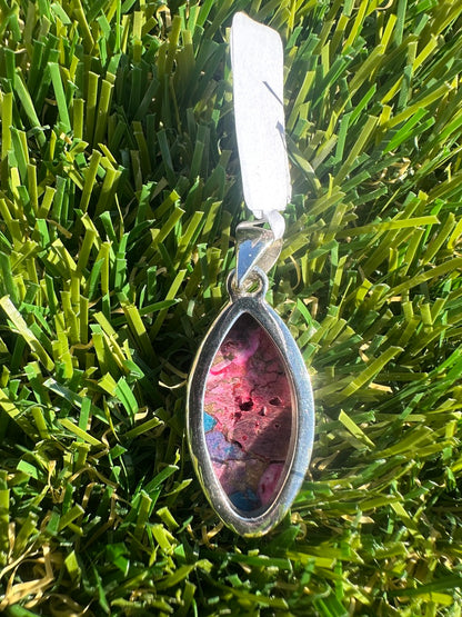 925 Sterling Silver Pendant With Natural Kingsman Pink Dahlia Turquoise High Quality