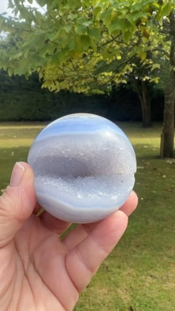 Blue Lace Agate Druzy Sphere