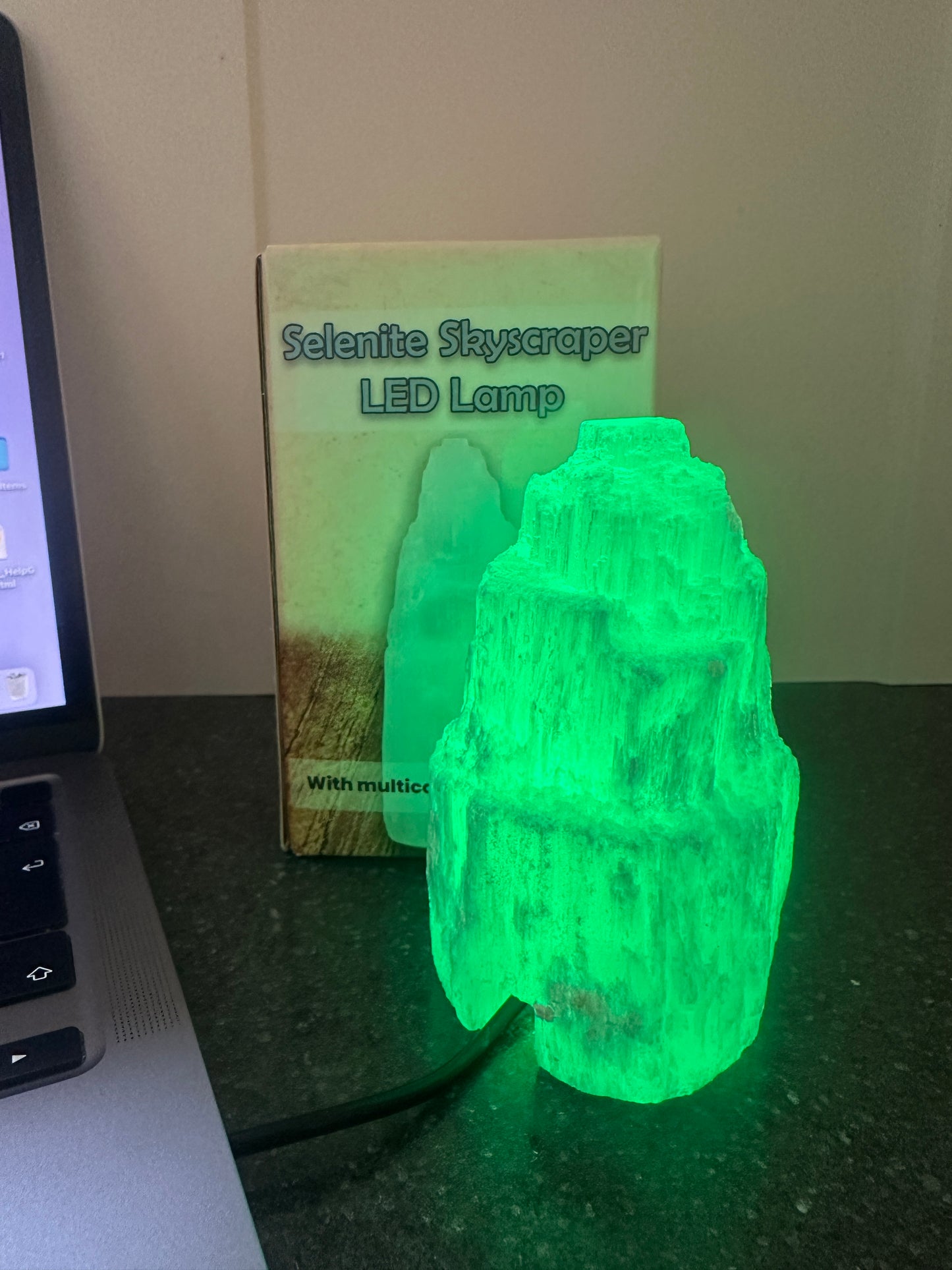 Selenite Skyscraper LED Lamp With Multicolour Phasing Bulb