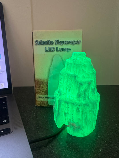 Selenite Skyscraper LED Lamp With Multicolour Phasing Bulb