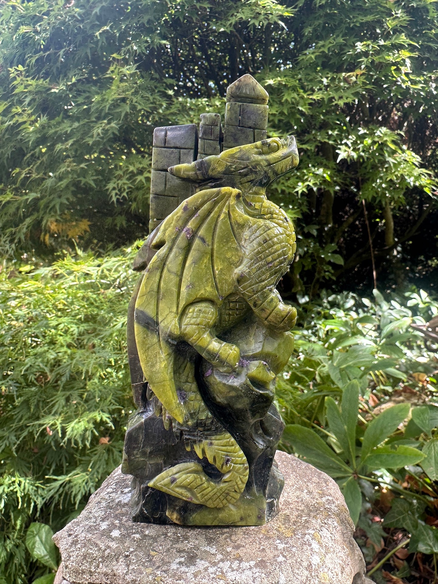 Atlantisite Mystical Handcarved Dragon - Serpentine And Stitchtite RARE