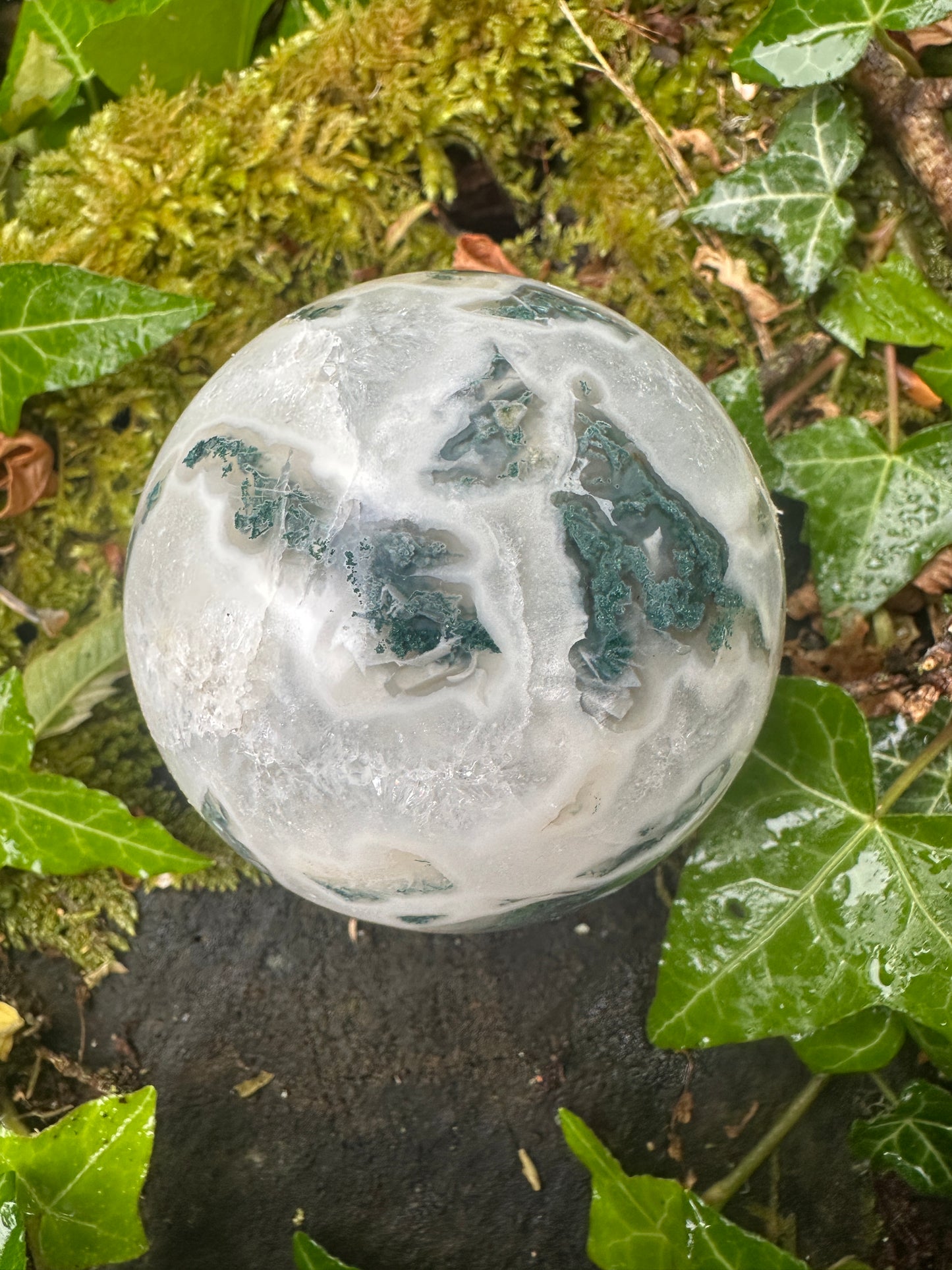 Moss Agate Sphere – 7 cms