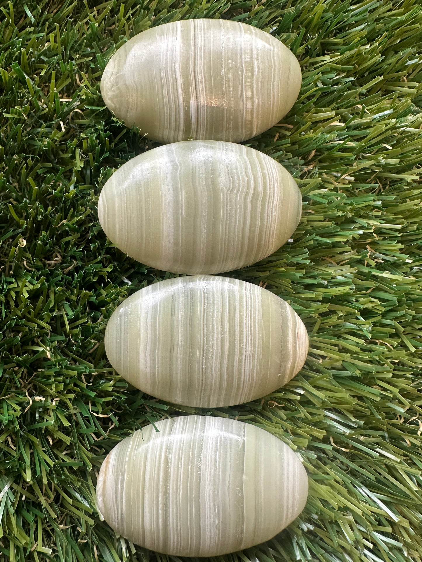 Green Pistachio Calcite Palm Stone - Polished Crystal For Balance And Mindfulness