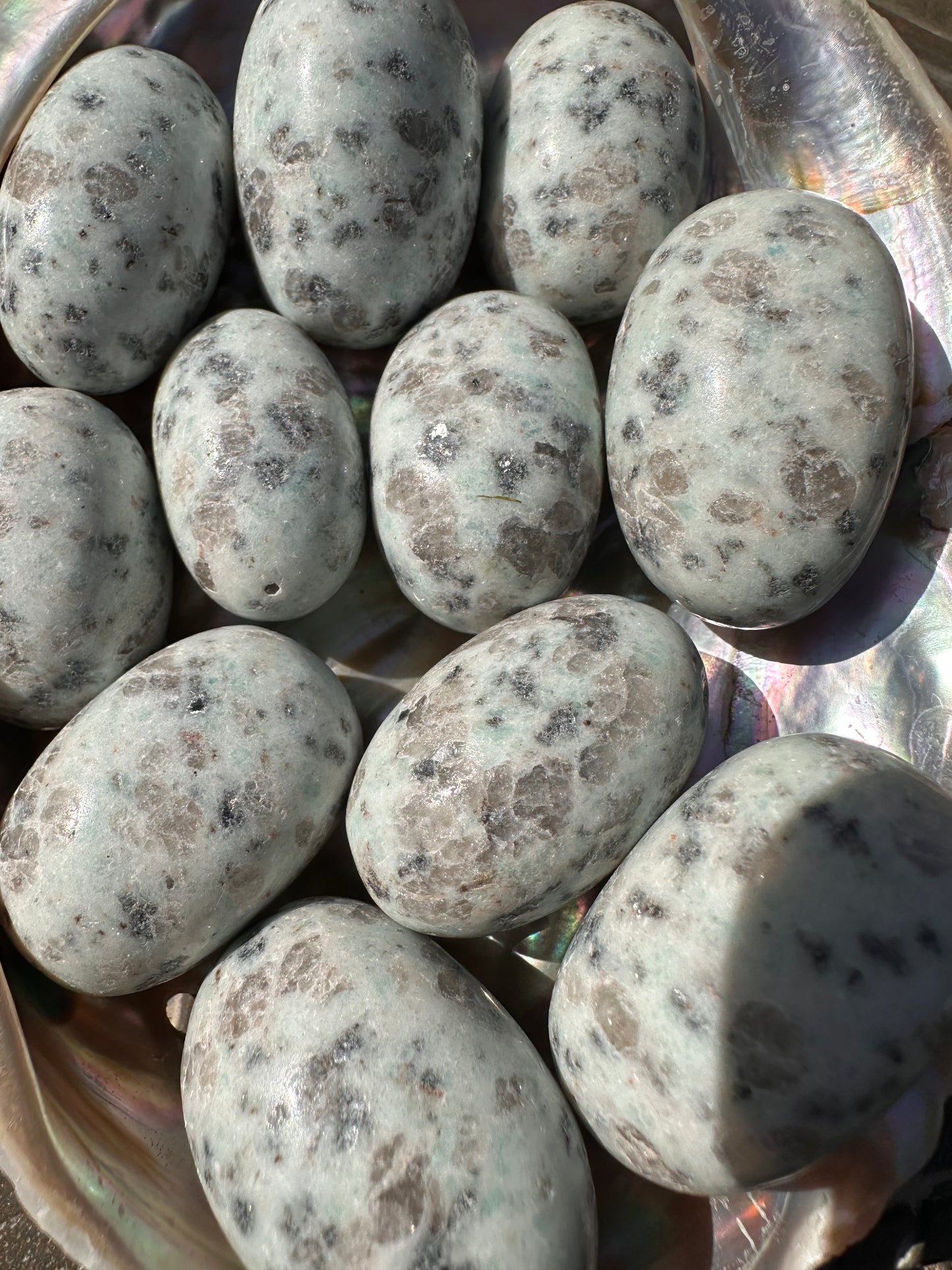 Kiwi or Sesame Jasper Mini Palm Stones - Stone of Tranquility