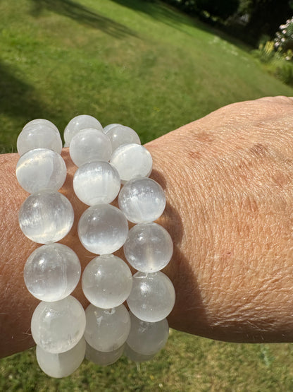Selenite / Satin Spar Beaded Bracelets