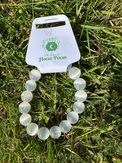 Selenite / Satin Spar Beaded Bracelets