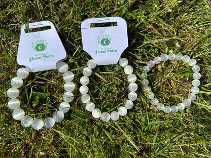 Selenite / Satin Spar Beaded Bracelets