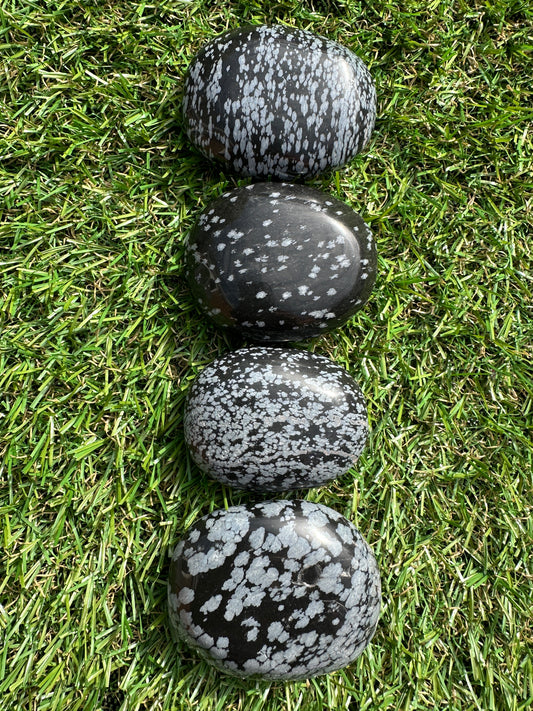 Obsidian Snowflake Palm Stones