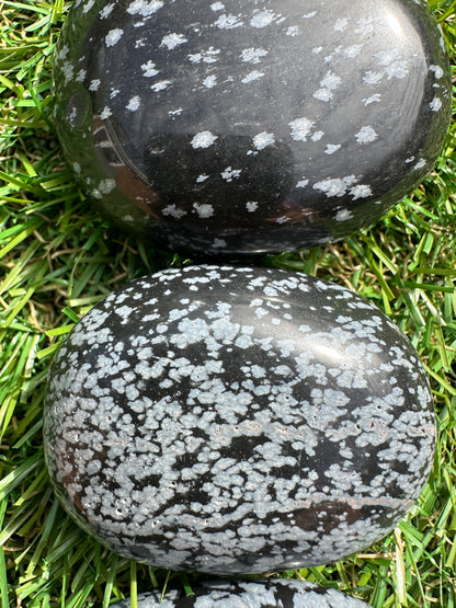 Obsidian Snowflake Palm Stones