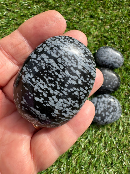 Obsidian Snowflake Palm Stones