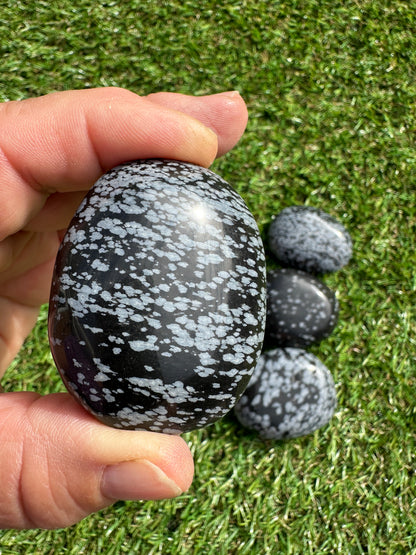 Obsidian Snowflake Palm Stones