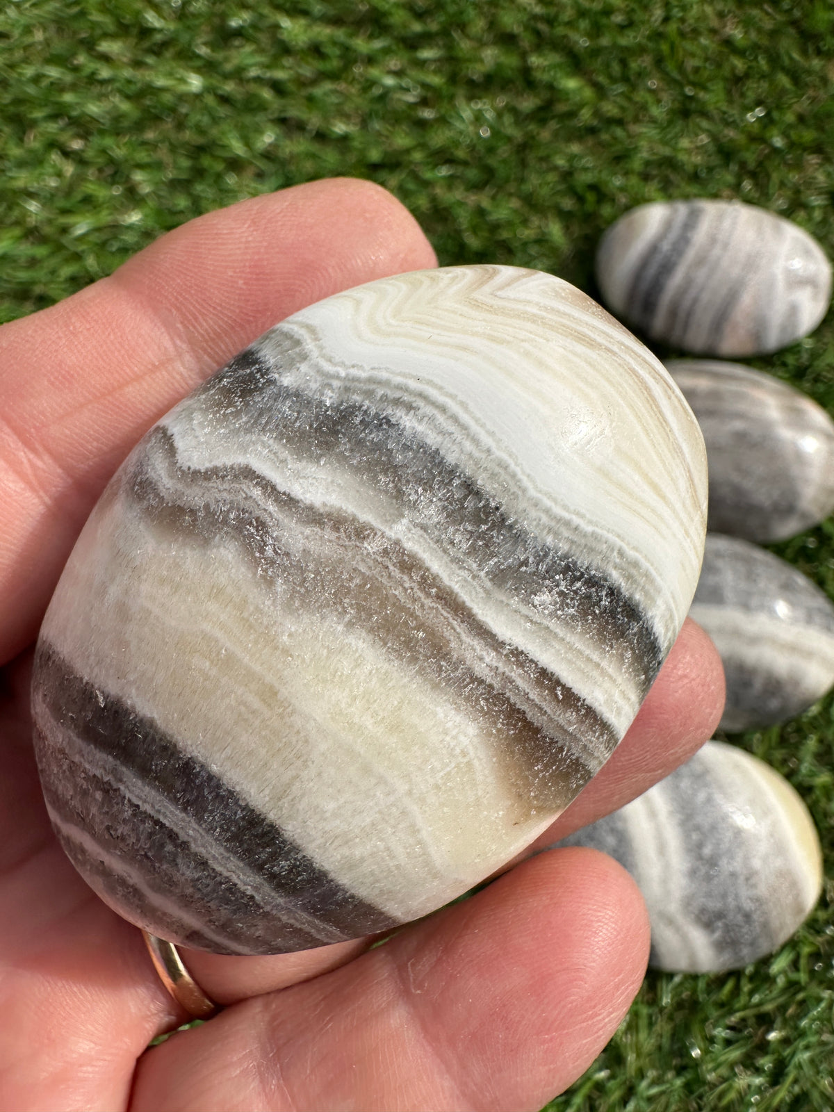 Calcite Zebra Palm Stones
