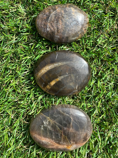 Moonstone Black Palm Stones