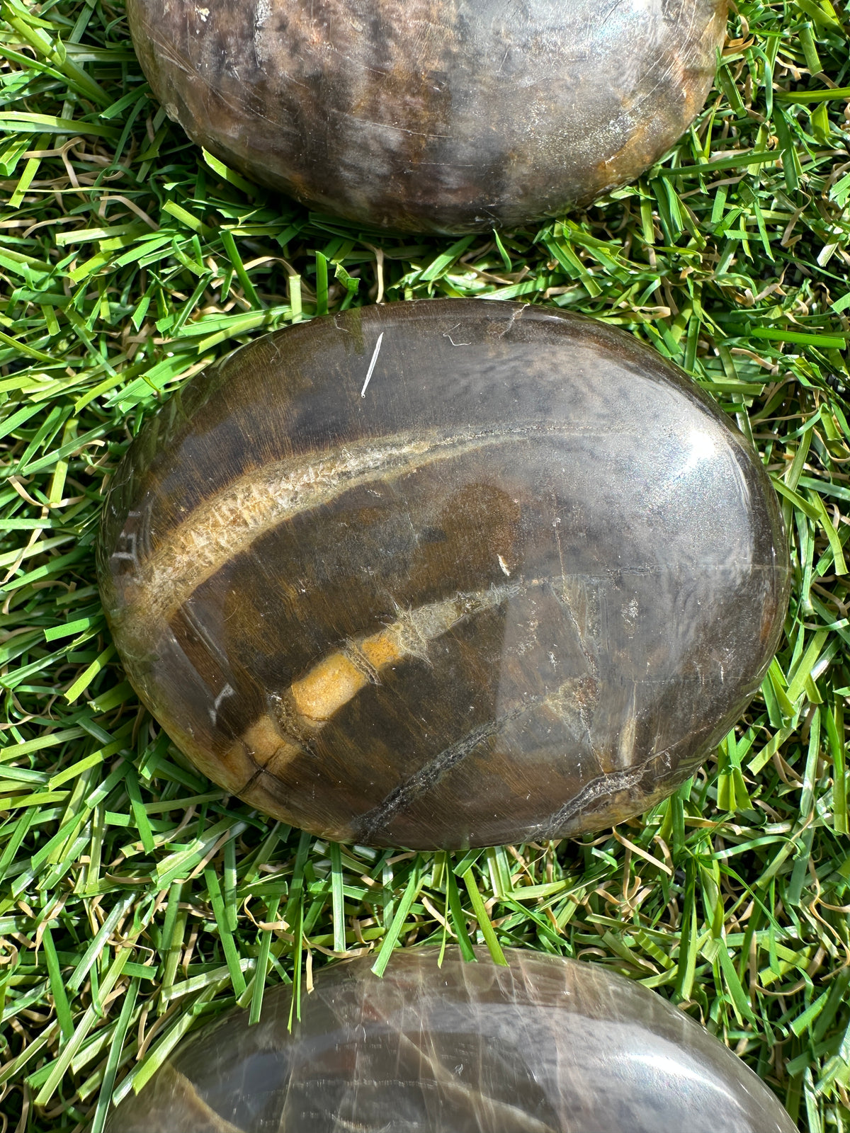 Moonstone Black Palm Stones