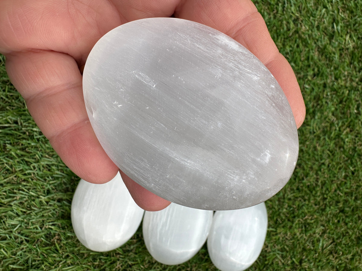 Selenite Palm Stone