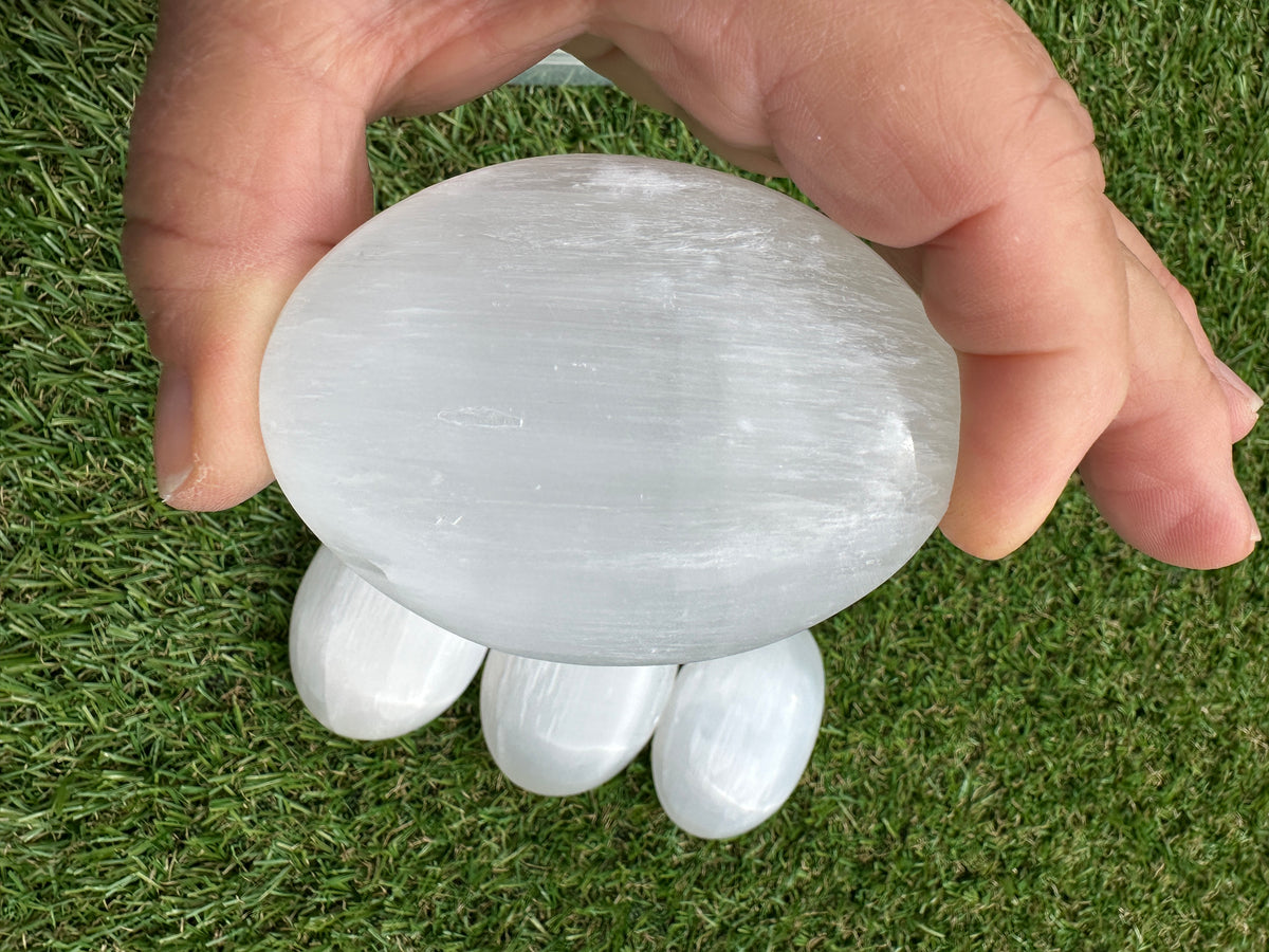 Selenite Palm Stone