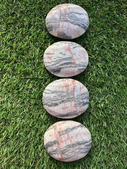 Jasper Pink Zebra Palm Stones