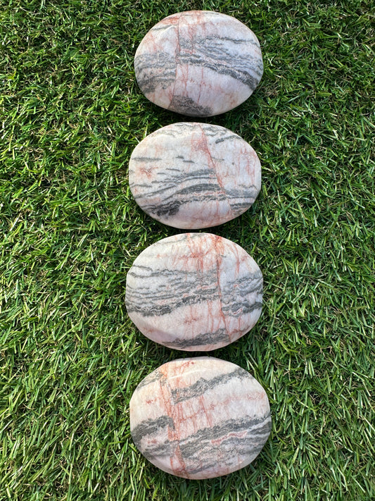 Jasper Pink Zebra Palm Stones