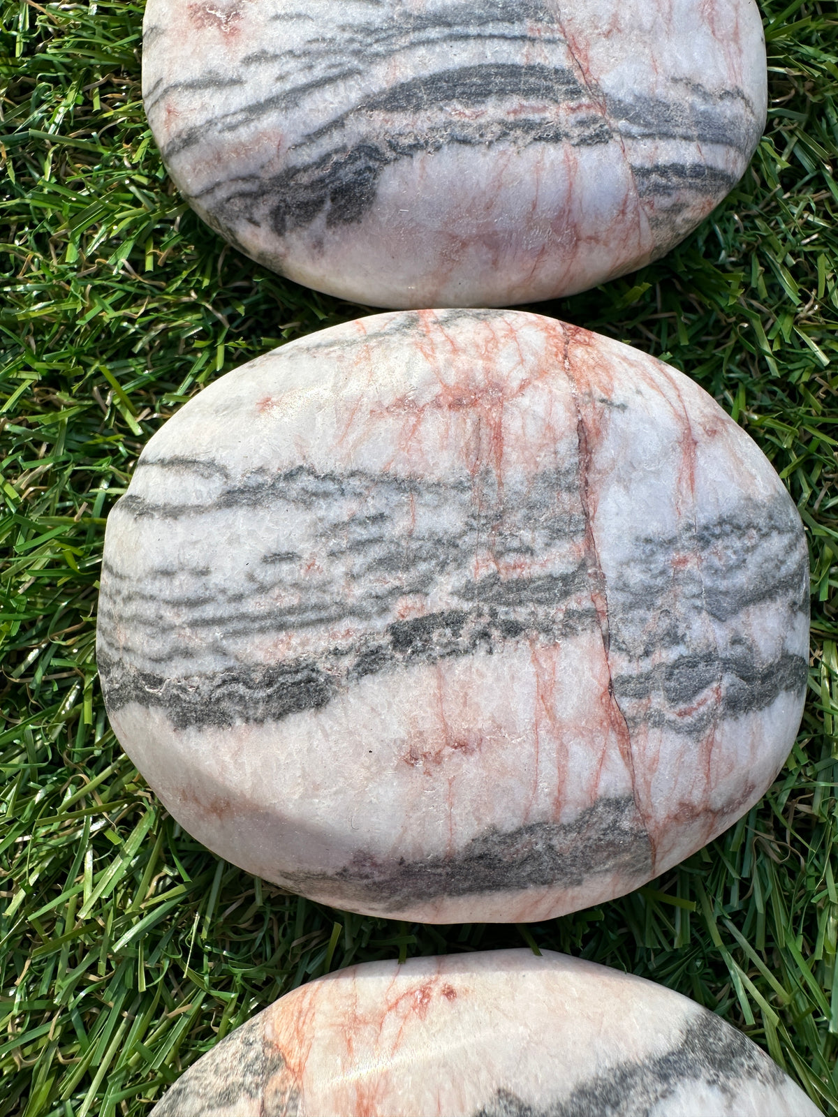 Jasper Pink Zebra Palm Stones
