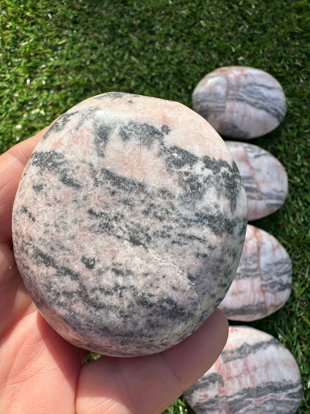 Jasper Pink Zebra Palm Stones