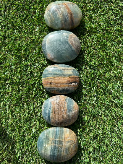 Calcite Lemurian Aquatine Blue Palm Stones