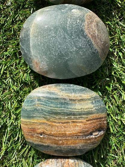Calcite Lemurian Aquatine Blue Palm Stones