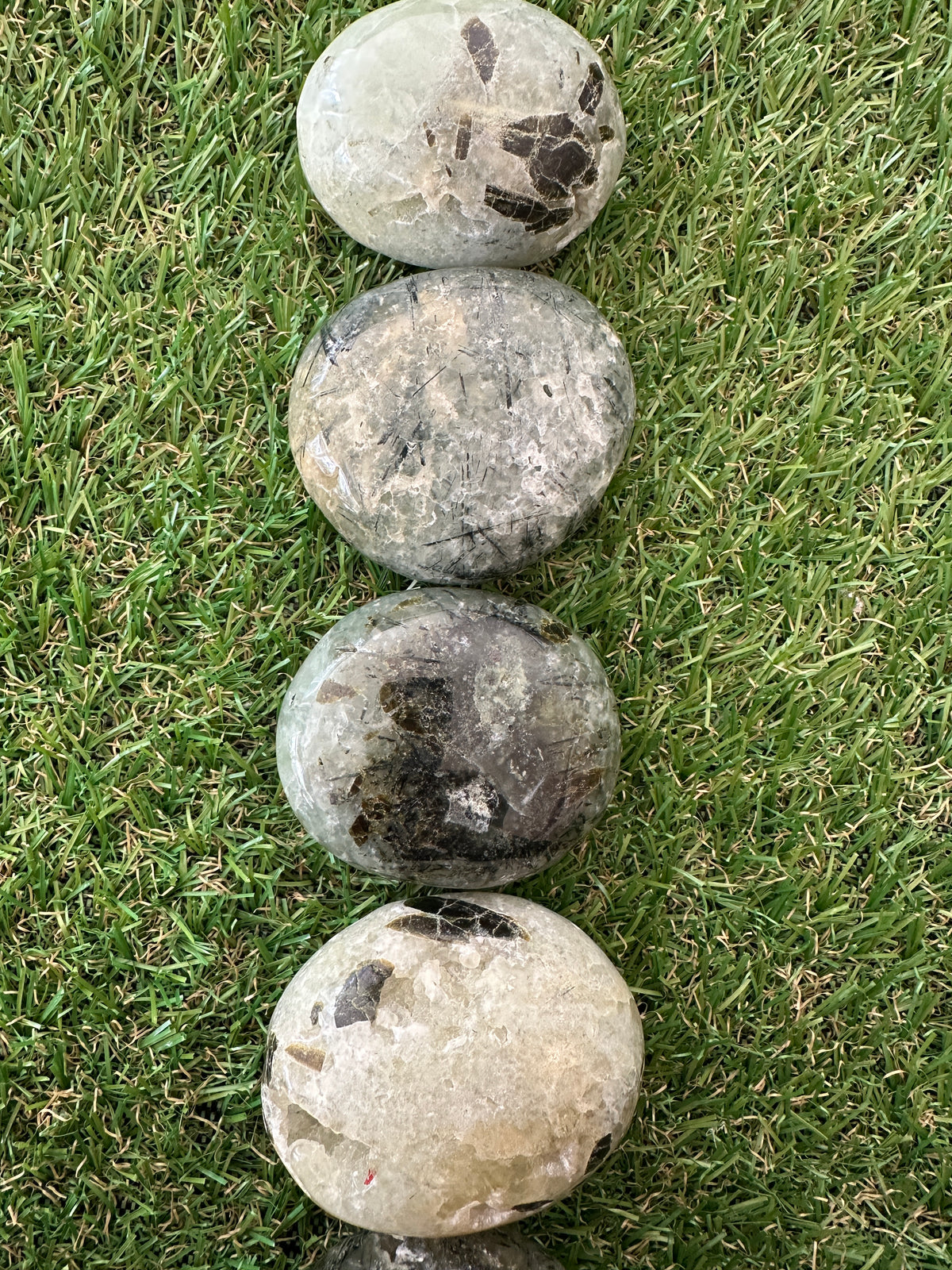 Prehnite And Epidote Palm Stones