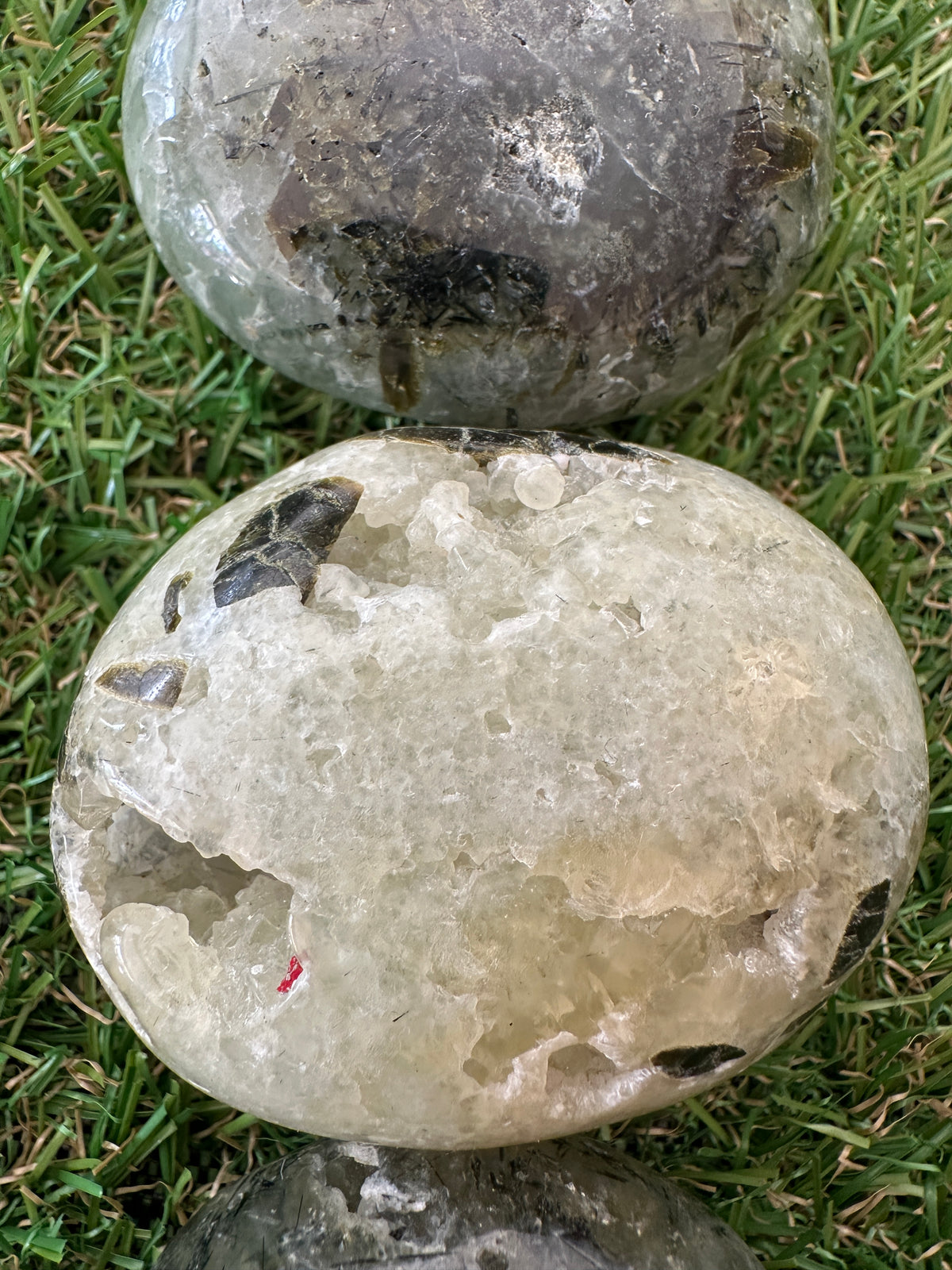 Prehnite And Epidote Palm Stones