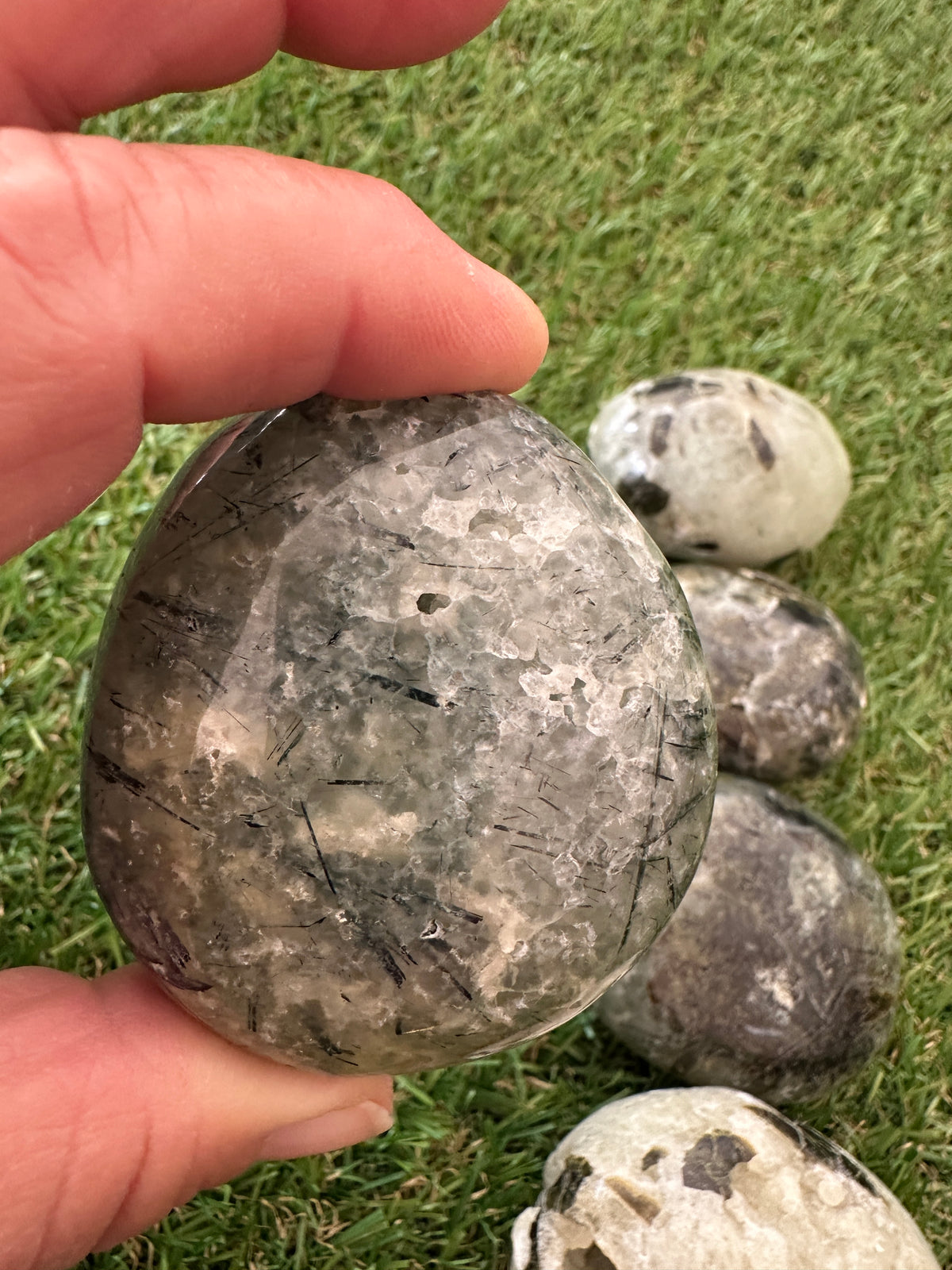 Prehnite And Epidote Palm Stones