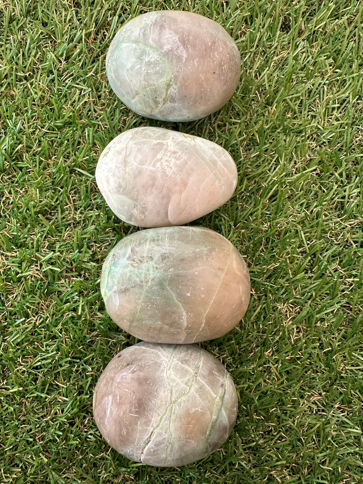 Moonstone Green With Granierite Palm Stones