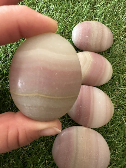 Calcite Pink Pistachio Palm Stones