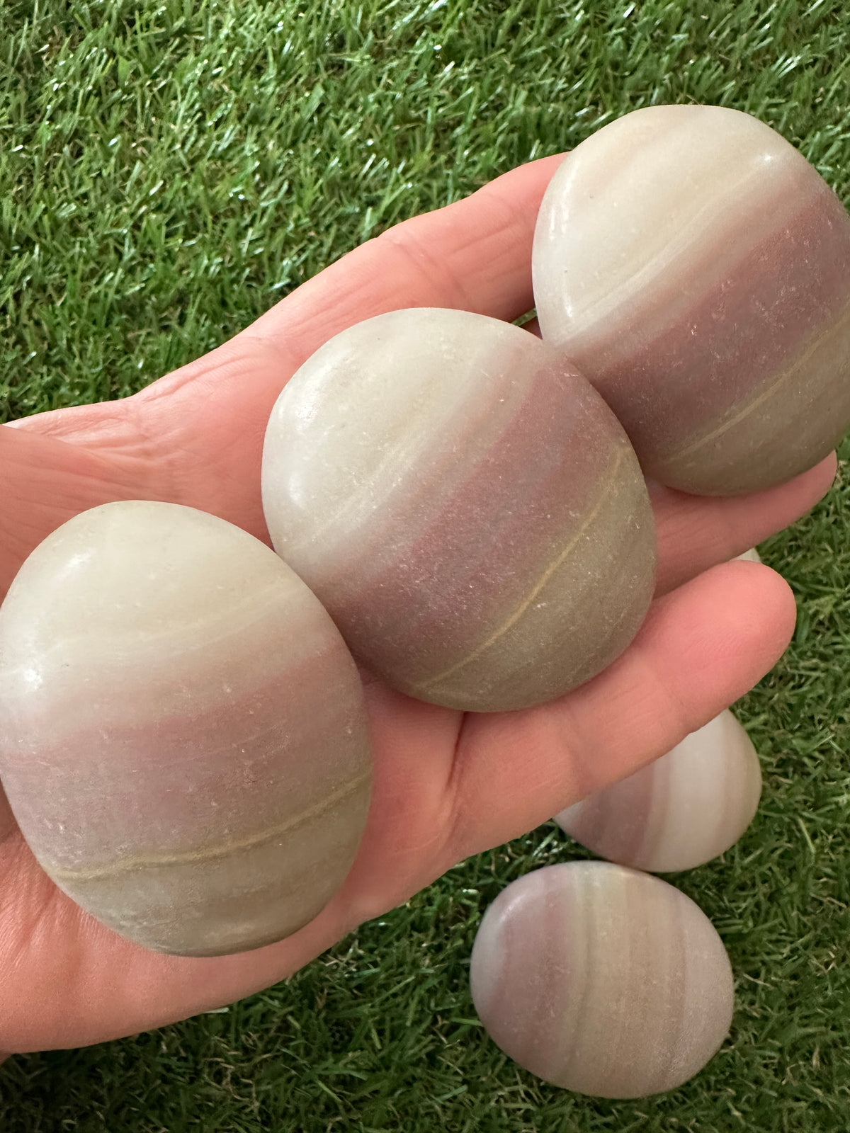 Calcite Pink Pistachio Palm Stones