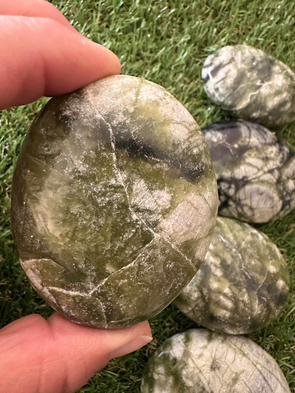 Jade Green Palm Stones